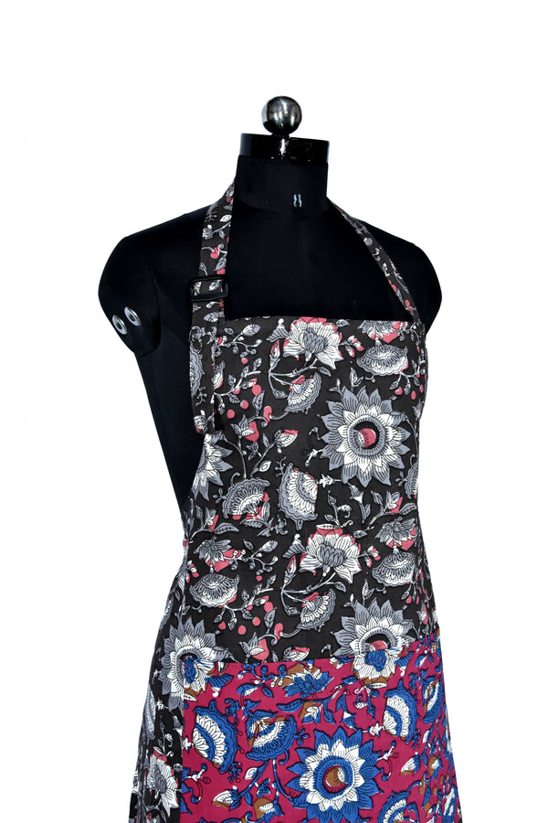 Floral Motif print beautiful black apron