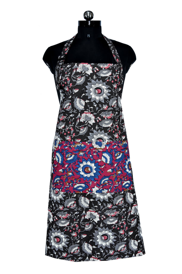 Floral Motif print beautiful black apron