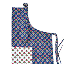 Buti print navy blue apron