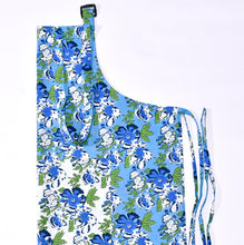 Floral garden turquoise blue apron