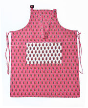 floral block print pink apron