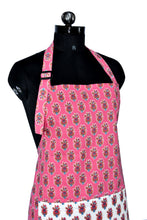 floral block print pink apron