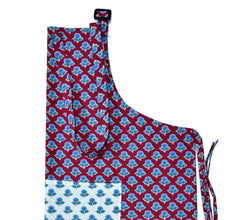 Buti print brick red apron
