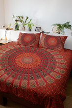 Red Mandala Double Bedsheet Tapestry with 2 Pillow Covers
