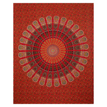 Red Mandala Double Bedsheet Tapestry with 2 Pillow Covers