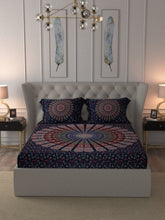 Blue Mandala Double Bedsheet Tapestry with 2 Pillow Covers
