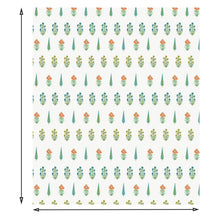 India Blue Orange Flower and Green Leaf Block Print King Size Bed Sheet