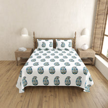 Hand Block Printed Green Kairi Design King Size Bedsheet Crafted in India