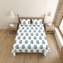 Hand Block Printed Green Kairi Design King Size Bedsheet Crafted in India