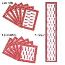 Tropical Red Block Print Set of 13 Table Set