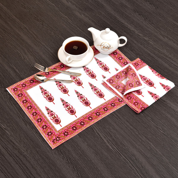 Tropical Red Block Print Set of 13 Table Set