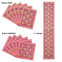Pink Yellow Floral Print Set of 13 Table Set