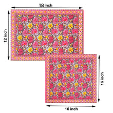 Pink Yellow Floral Print Set of 13 Table Set