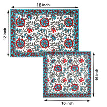 Blue Red Traditional Print Set of 13 Table Set