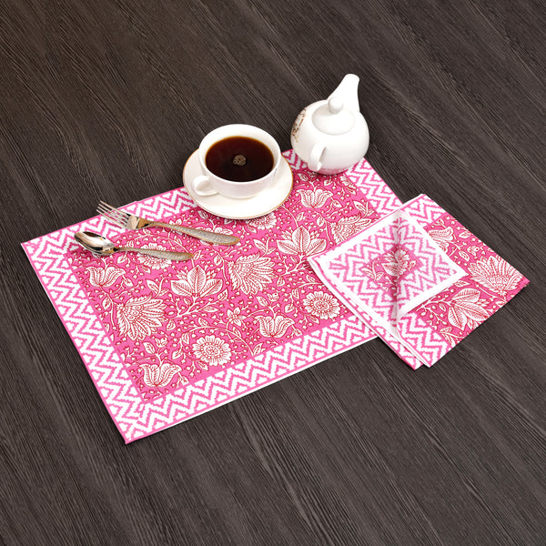 Cream Pink Contemporary Print Set of 13 Table Set