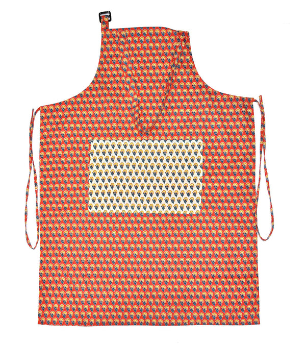 Buti print orange apron
