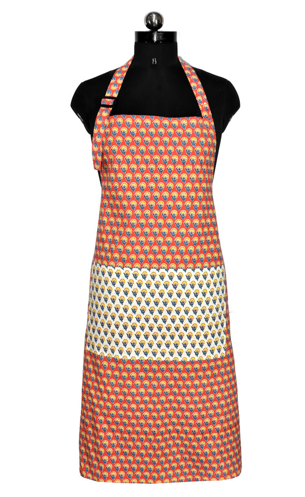 Buti print orange apron