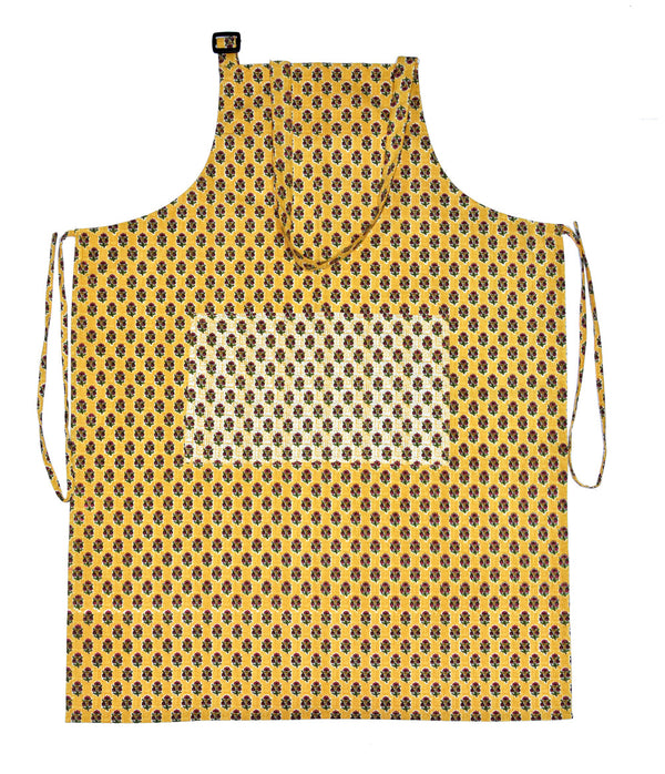 Floral buta print mustard yellow apron