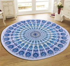 Blue Mandala Printed Wall Hanging Round Roundies Beach Throw Cotton Yoga Mat Table Cloths Table Cover Picnic Mat Tapestry Picnic Blanket Mat 72