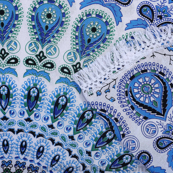 Blue Mandala Printed Wall Hanging Round Roundies Beach Throw Cotton Yoga Mat Table Cloths Table Cover Picnic Mat Tapestry Picnic Blanket Mat 72" by Handicraft-Palace