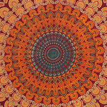 Crimson Red Mandala Bedsheet Tapestry Floral Print With 2 Pillow Covers